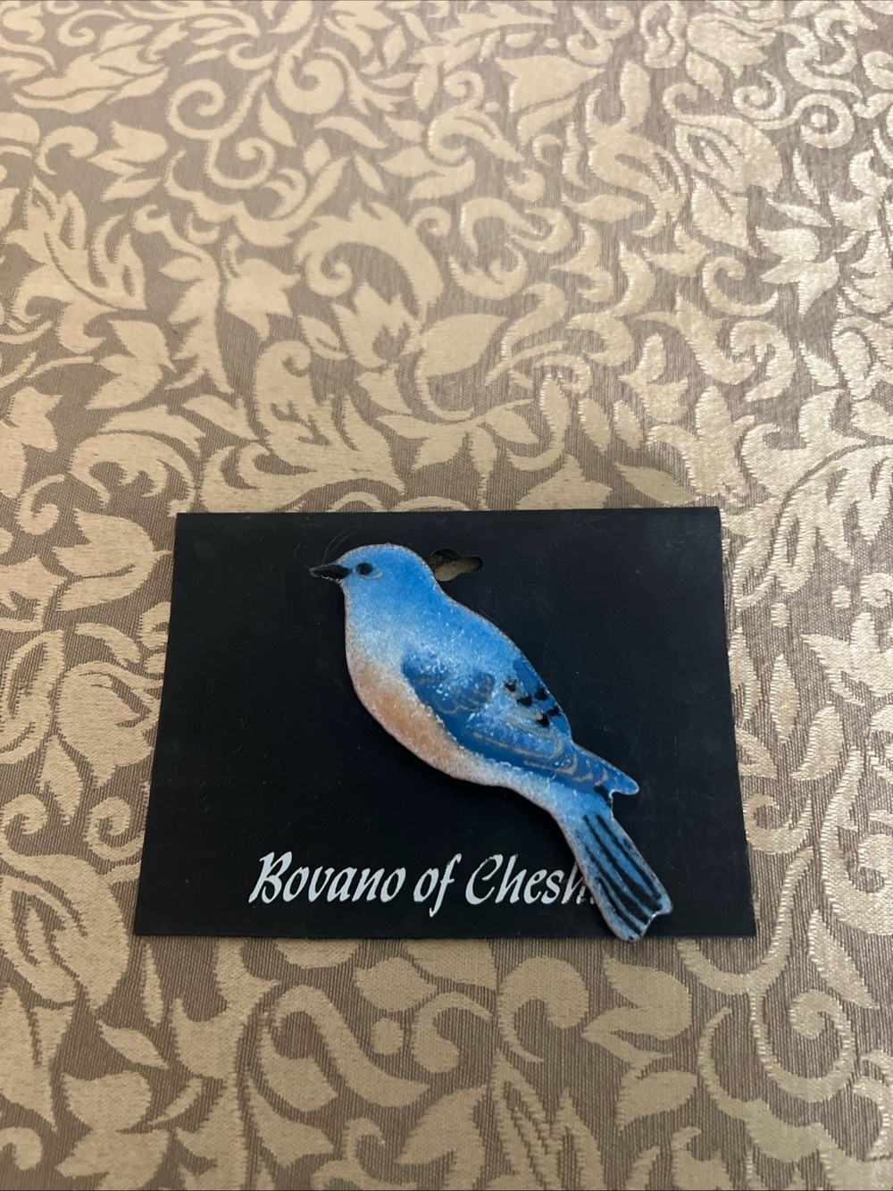 bovano of Cheshire Blue Bird Brooch Pin Nature Wildlife Jim Bower